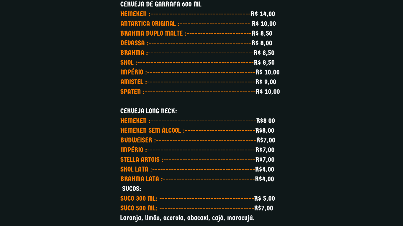 Empório Bar e Pizzaria_cardápio